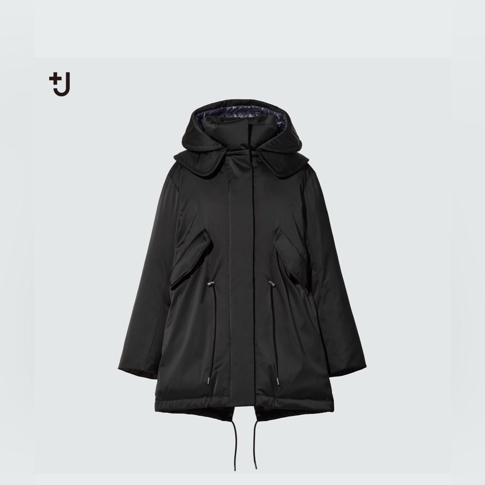 J Brand Charcoal Hooded Puffer Coat